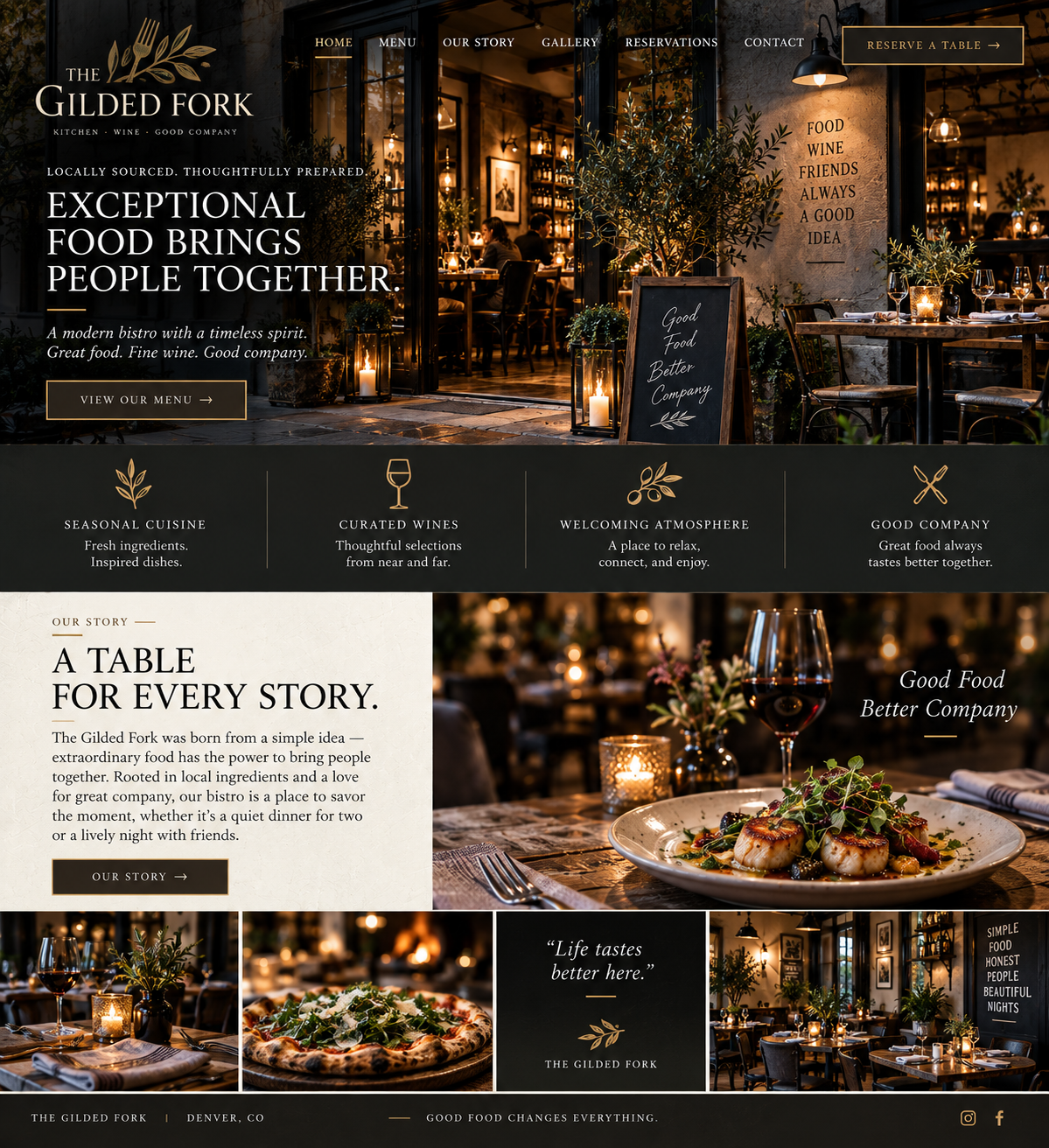 The Gilded Fork bistro website concept