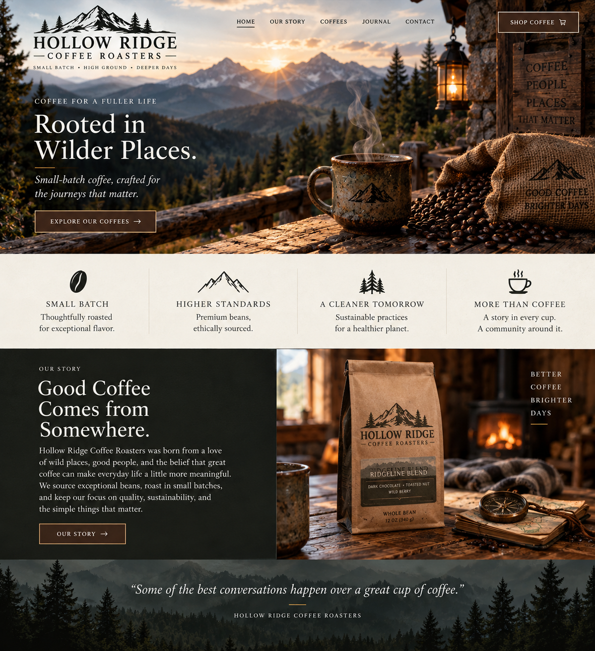 Hollow Ridge Coffee Roasters website concept