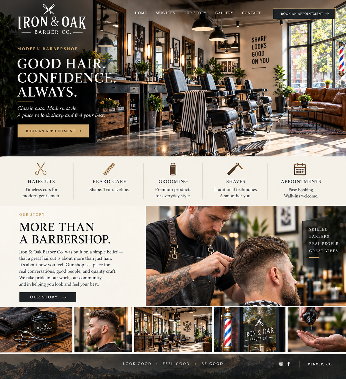 Iron and Oak Barber Company website concept